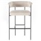 Open Box Penelope Industrial Off White Upholstered Matte Black Iron Barrel Bar Stool|Kathy Kuo Home