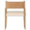 Ely Rustic Cream Performance Seat Beige Wood Leather Dining Arm Chair|Kathy Kuo Home