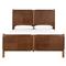Hubert Rustic Lodge Brown Leather Upholstered Wood Classic Bed - Queen|Kathy Kuo Home