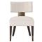 Ezra Mid Century Off White Upholstered Dark Brown Wood Brass Metal Side Chair|Kathy Kuo Home