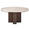 Ezra Rustic Lodge Beige Wood Top Bronze Metal Round Dining Table - 60&quot;W|Kathy Kuo Home