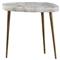Ethan Modern Classic White Stone Top Antique Brass Metal Side Table - Short|Kathy Kuo Home