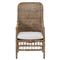 Clio Coastal Beach Off White Cushion Brown Woven Wicker Dining Arm Chair|Kathy Kuo Home