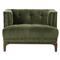 Allen Mid Century Green Velvet Upholstered Brown Wood Tufted Arm Chair|Kathy Kuo Home