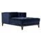 Allen Mid Century Blue Velvet Upholstered Brown Wood Tufted Chaise Lounge|Kathy Kuo Home