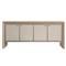 Abrielle Modern Beige Vinyl Brown Oak Credenza|Kathy Kuo Home