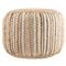Easton Coastal Beach Beige Woven Jute Round Pouf|Kathy Kuo Home