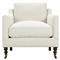 Madeline French Cream Performance Chocolate Wood Brass Caster Arm Chair|Kathy Kuo Home