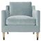 Madeline French Blue Performance Washed Oak Brass Casters Arm Chair|Kathy Kuo Home
