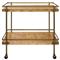 Worlds Away Cash Modern Classic Brown Burl Wood Antique Brass Bar Cart|Kathy Kuo Home