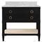 Worlds Away Cutler French Country White Marble Cane Black Oak Vanity Sink - 37&quot;|Kathy Kuo Home
