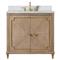 Natasha Modern Classic White Marble Brown Oak Wood Vanity Sink - 36&quot;