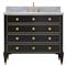 Cecile Modern Classic Black Wood White Marble Top Brass Vanity Sink - 42&quot;|Kathy Kuo Home