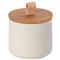 Pacifica Modern Classic Vanilla Stoneware Oak Wood Lid Canister - 5&quot;|Kathy Kuo Home