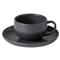 Pacifica Modern Classic Seed Grey Stoneware Tea Cup and Saucer|Kathy Kuo Home