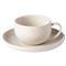 Pacifica Modern Classic Vanilla Stoneware Tea Cup and Saucer|Kathy Kuo Home