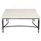 Elise French Country White Marble Black Iron Square Coffee Table|Kathy Kuo Home