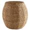 Zuri Coastal Beach Brown Woven Seagrass Round Pouf|Kathy Kuo Home