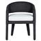 Alexander Coastal Off White Upholstered Black Woven Outdoor Dining Arm Chair|Kathy Kuo Home