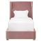 Anastasia Modern Classic Pink Velvet Upholstered Oak Wood Wingback Bed - Twin|Kathy Kuo Home