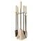 Palecek Cordell Natural Travertine Stone Brass Iron 4 Piece Fireplace Tool Set|Kathy Kuo Home