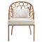 Camilla Coastal Off White Upholstered Natural Woven Rattan Dining Arm Chair|Kathy Kuo Home