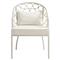 Camilla Coastal Off White Upholstered White Woven Rattan Dining Arm Chair|Kathy Kuo Home