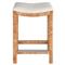 Carter Coastal Beach Heathered Ivory Crypon Performance Rattan Counter Stool|Kathy Kuo Home
