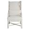 Carter Coastal Beach White Upholstered Rattan Wing Back Dining Arm Chair|Kathy Kuo Home