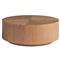 Carter Rustic Lodge Brown Oak Round Drum Coffee Table|Kathy Kuo Home
