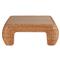 Carter Coastal Beach Brown Travertine Natural Woven Rattan Square Coffee Table|Kathy Kuo Home