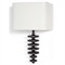 Open Box Fishbone Rustic Lodge Ebony Birch Wood White Shade Sconce
