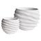 Micah Rustic Lodge White Concrete Round Outdoor Pot Planter - Set of 2