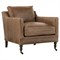 Madeline French Country Cocoa Brown Upholstered Leather Casters Arm Chair|Kathy Kuo Home