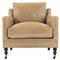 Madeline French Country Butterscoth Brown Upholstered Leather Casters Arm Chair|Kathy Kuo Home