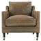 Madeline French Country Mushroom Brown Upholstered Leather Casters Arm Chair|Kathy Kuo Home