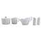 Lastra Modern Classic White Stoneware 4 Piece Kitchen Accessories Set|Kathy Kuo Home