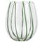 Nuovo Stripe Modern Classic Green Stemless Wine Glass|Kathy Kuo Home