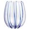 Nuovo Stripe Modern Classic Blue Stemless Wine Glass|Kathy Kuo Home