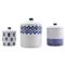 Santorini Global Bazaar Blue Ceramic 3 Piece Canister Set|Kathy Kuo Home