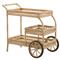 Connor Coastal Beach Natural Herringbone Woven Faux Rattan Outdoor Bar Cart
