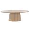 Gohan Rustic Lodge Light Brown Oak Wood Oval Pedestal Dining Table - 84&quot;W|Kathy Kuo Home