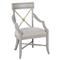 Century Madeline French Light Grey Wood Gold Leaf Dining Arm Chair|Kathy Kuo Home