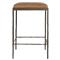 Geraldine Industrial Loft Tan Upholstered Leather Bronze Iron Counter Stool|Kathy Kuo Home