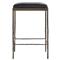 Geraldine Industrial Loft Black Upholstered Leather Bronze Iron Counter Stool|Kathy Kuo Home