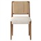 Ronan Coastal Beige Upholstered Seat Woven Rush Brown Oak Wood Dining Side Chair|Kathy Kuo Home