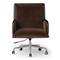 Sullivan Rustic Brown Velvet Upholstered Aluminum Adjustable Swivel Office Chair|Kathy Kuo Home