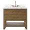 Allissa Modern Classic Carrara Marble Natural Oak Vanity Sink - 36&quot;|Kathy Kuo Home