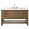 Allissa Modern Classic Carrara Marble Natural Oak Wide Vanity Sink - 55&quot;|Kathy Kuo Home