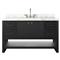 Allissa Modern Classic Carrara Marble Black Oak Wide Vanity Sink - 55&quot;|Kathy Kuo Home